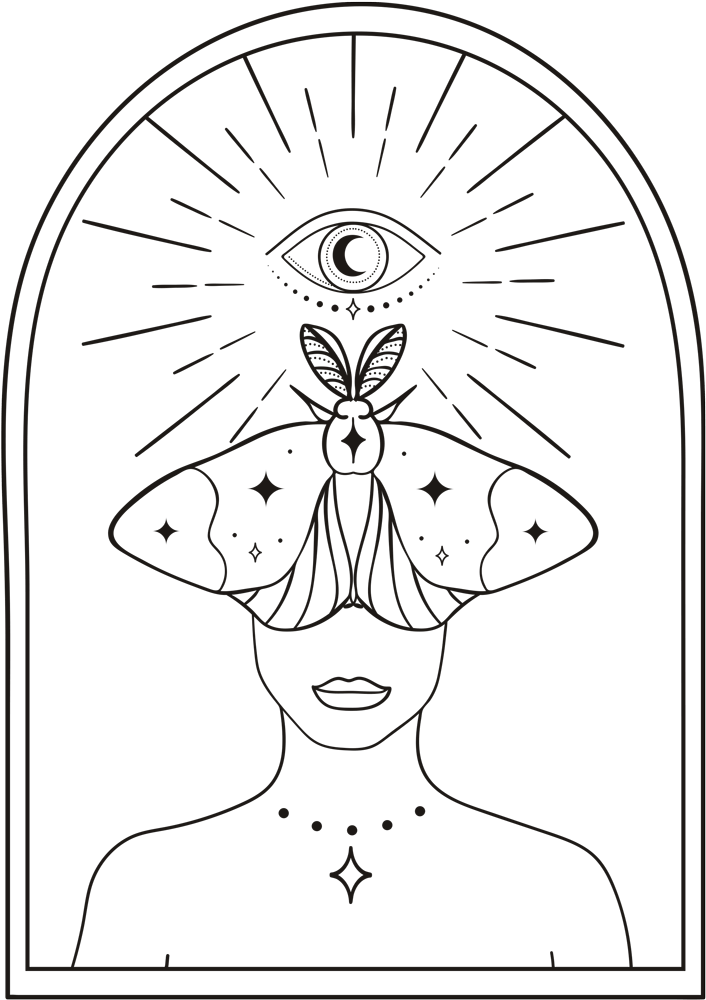 Lady with moth on the head Icon